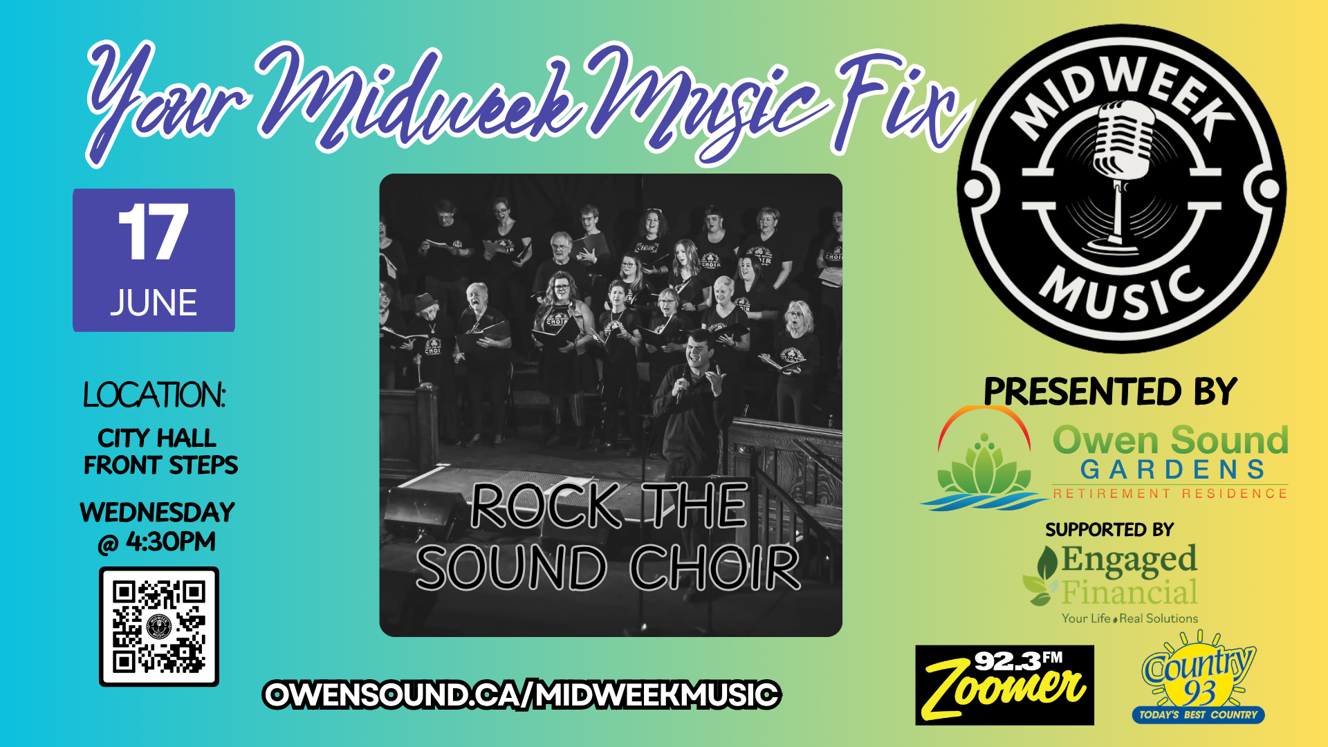 Event image Mid Week Music hosts Rock the Sound Choir at City Hall (front steps)